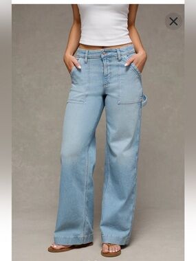 American Eagle Super High Waisted Baggy Wide Leg Jeans EUC Sz 4S